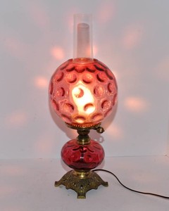 Vintage Cranberry Glass Electric Parlor Lamp