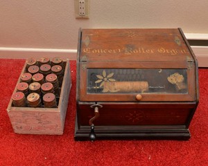 Antique Concert Roller Organ with Music Rolls