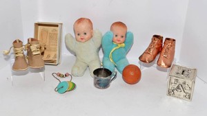 Vintage Baby Shoes, Toys & Keepsakes