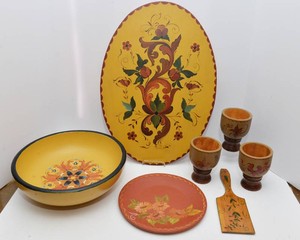 Hand-Painted Scandinavian Rosemaled Decorative Pieces