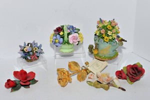 Vintage Floral Figurines, Music Boxes & 24K Gold-Dipped Rose