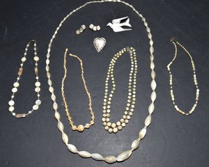Vintage Pearlescent Costume Jewelry  Necklaces, Brooches & Earrings