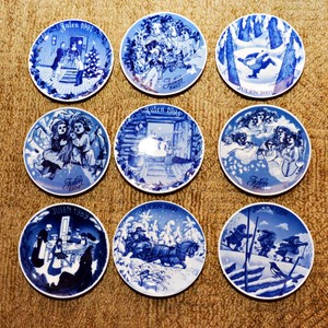 Porsgrund Norwegian Collector Plates with Boxes  Set of Nine