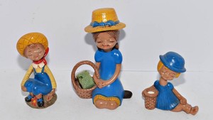 Vintage Hand-Painted Figurines  Coordinating Set of Three