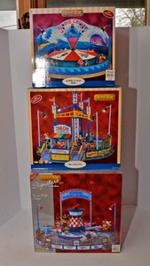 Lemax Carnival Village Rides  Kiddie Cruise, Cha Cha & Junior Flight School