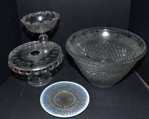 Cut Glass Servingware  Punch Bowl, Cake Plate & More