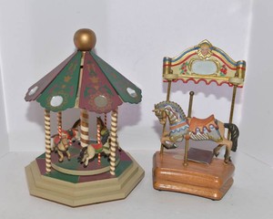 Vintage Horse & Carousel Music Boxes  Set of Two