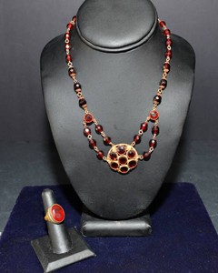Antique Bohemian Necklace & Red Stone Ring