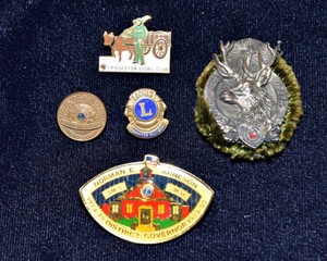 Vintage Lions Club Pins & European Hunting Hat Pin
