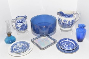 Vintage Blue & White Glassware Collection