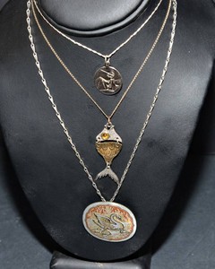 Vintage Silver-Tone Necklaces Including Sterling Silver Nordic Fest 1978 Necklace  Set of Three