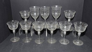 Vintage Etched Drinking Stemware