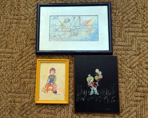 Vintage Clown & Carnival Artwork  Three Pieces