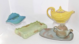 Vintage Frankoma Pottery Platter and Teapot, Hall Teapot & Assorted Pottery