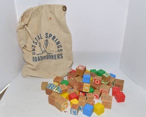 Vintage Wooden Childrens Alphabet Blocks
