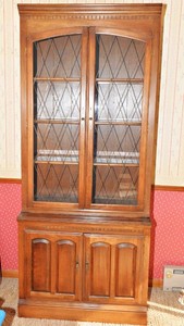Vintage Two-Piece Wooden China Cabinet  79.5 Tall