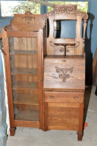 Antique Victorian Side-by-Side Secretary Desk & Bookcase  69 Tall