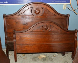 Antique Victorian Full-Size Wooden Bed Frame  Headboard & Footboard