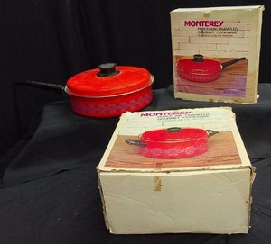 3 MONTEYEY PORCELAIN ENAMEL COOKWEAR (2 BRAND NEW IN BOXES)