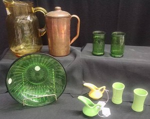 VINTAGEANTIQUE COPPER PITCHER - VINTAGE JIM BEAM JIGGERS AND MORE