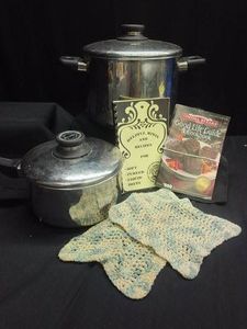 2 VINTAGE STAINLESS COOKS CLUB COOKING POTSPANS