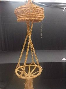7080S STYLE BOHEMIAN MACRAME HANGING PLANT HOLDER WITH LIGHT INSIDE