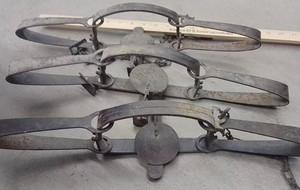 3 ANTIQUE BLAKE & LAMB DOUBLE SPRING ANIMAL TRAPS