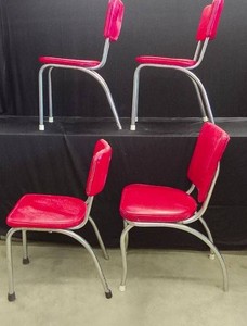 4 1950S STYLE RED CHROME CHAIRS