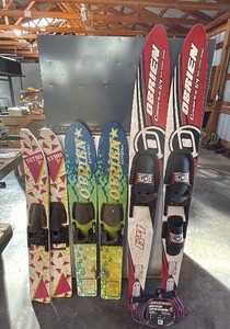 Vintage OBrien Water Ski Lot (3 Pairs  Tow Rope)
