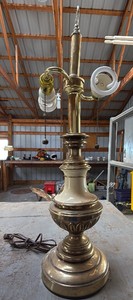 Vintage Stiffel Mid-Century Brass & Enamel Multi-Light Table Lamp
