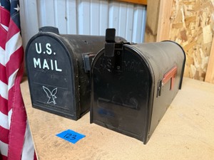 Lot of 2 Classic Black U.S. Mail Post-Mount Mailboxes