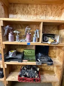 Vintage Workshop Tool Lot  Spray Guns, Respirators, & Cases