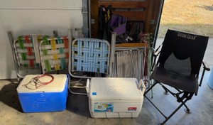 Folding Chairs, Coolers & Gear Outdoor Lot
