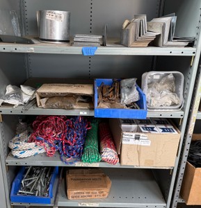 Garage & Workshop Lot  Assorted Ropes, Foundation Bolts, Heavy-Duty Hardware & Supplies