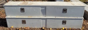 Pair of Heavy-Duty White Steel Topsider Truck Tool Boxes