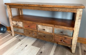 Rustic Multi-Color Solid Wood 8-Drawer Console Table