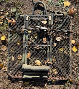 Vintage Steel Hang-On Tree Stand with Backpack Carrying Straps