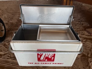 Vintage 1950s Cronstroms 7-Up Metal Cooler with Original Tray