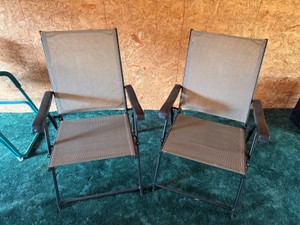 Pair of Folding Mesh Patio Chairs