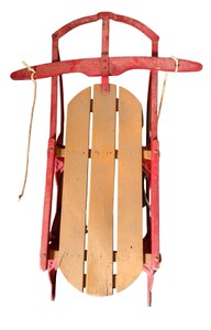 Vintage Steerable Wooden Snow Sled