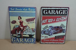 2 Novelty Metal Garage Signs