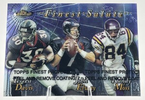 1999 Topps Finest Finest Salute Terrell Davis, John Elway, and Randy Moss #FS
