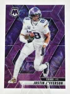2025 Panini Mosaic Justin Jefferson Purple Scope Prizm #19 Minnesota Vikings