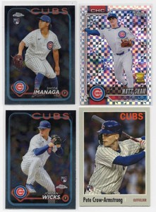 Lot Of 4 Chicago Cubs Baseball Cards Including 2024 Topps Archives Pete Crow-Armstrong RC #146, 2024 Topps Chrome Shota Imanga RC #21, And More