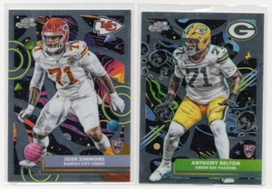 Lot Of 2 2025 Topps Chrome Cosmic Rookie Cards Including Josh Simmons #149 And Anthony Belton #138