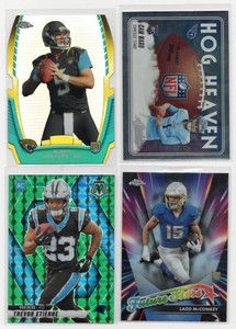 Lot Of 4 NFL Rookie Cards Including 2025 Panini Absolute Cam Ward Hog Heaven #HH-CWD, 2024 Topps Chrome Ladd McConkey Future Stars #FS-13, And More