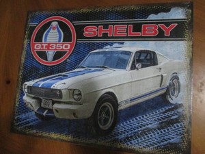 Shelby GT350 metal sign measures 12 x 14 inches