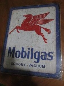 Mobil gas metal sign measures 12 x 14 inches