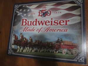 Budweiser with certificate of authenticity metal sign measures 12 x 14 inches