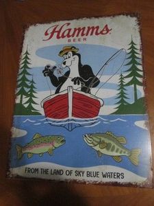 Hamms metal sign measures 12 x 14 inches